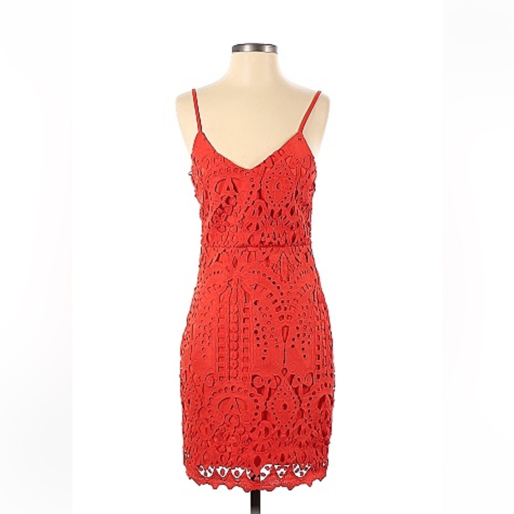 Lulus red crochet dress